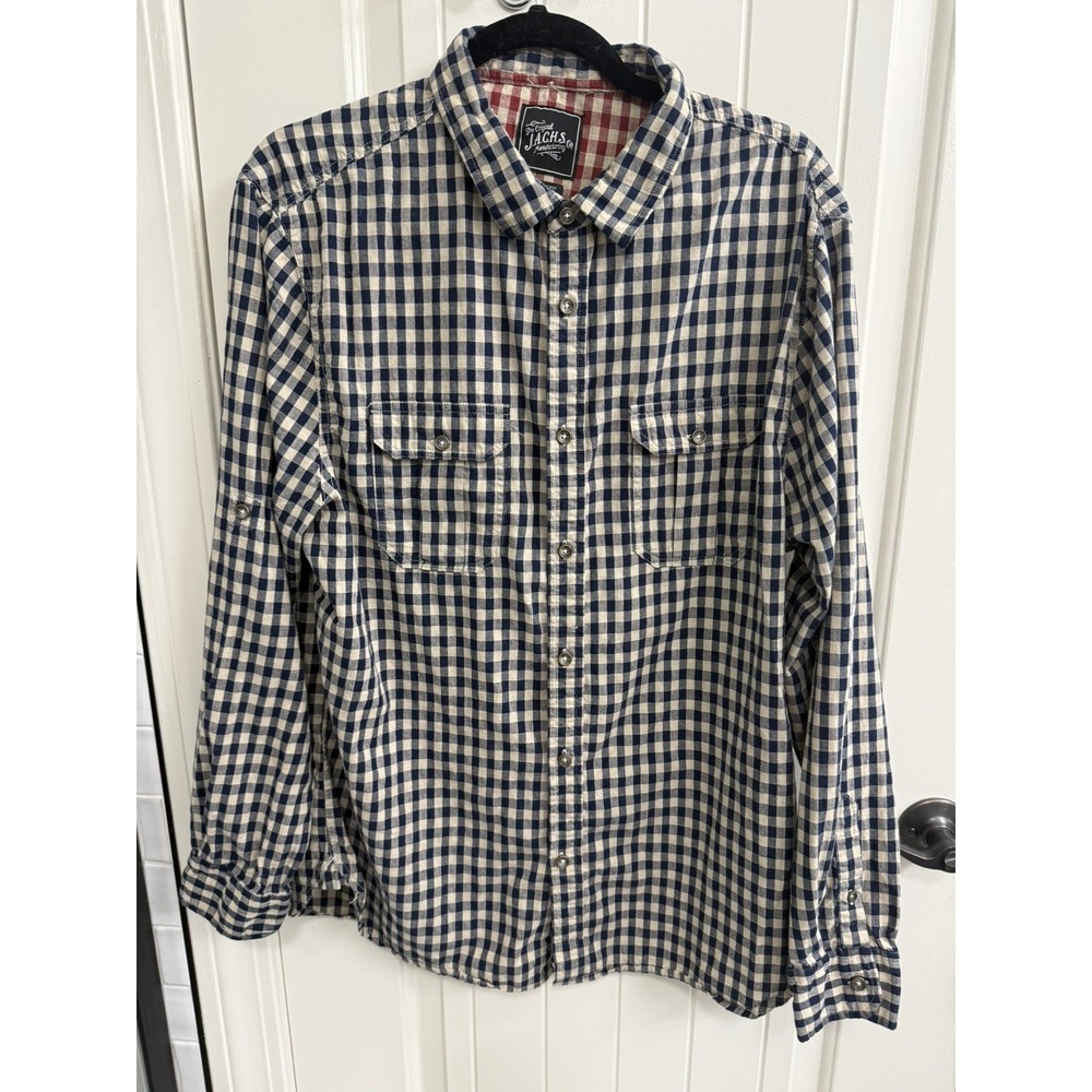 Men's J.a.c.h.s. Manufacturing Co Long Sleeve Button Down checked Shirt Sz Large